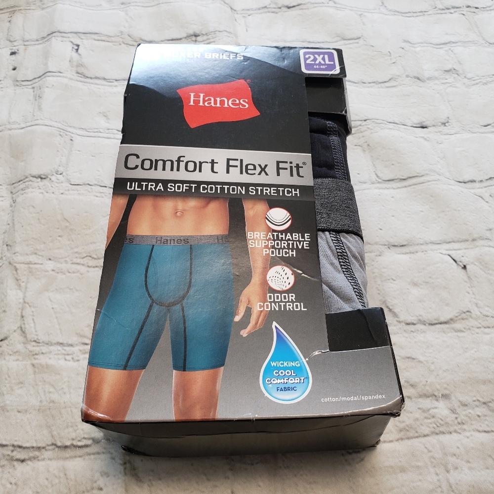 Hanes Men's comfort flex fit boxer briefs.